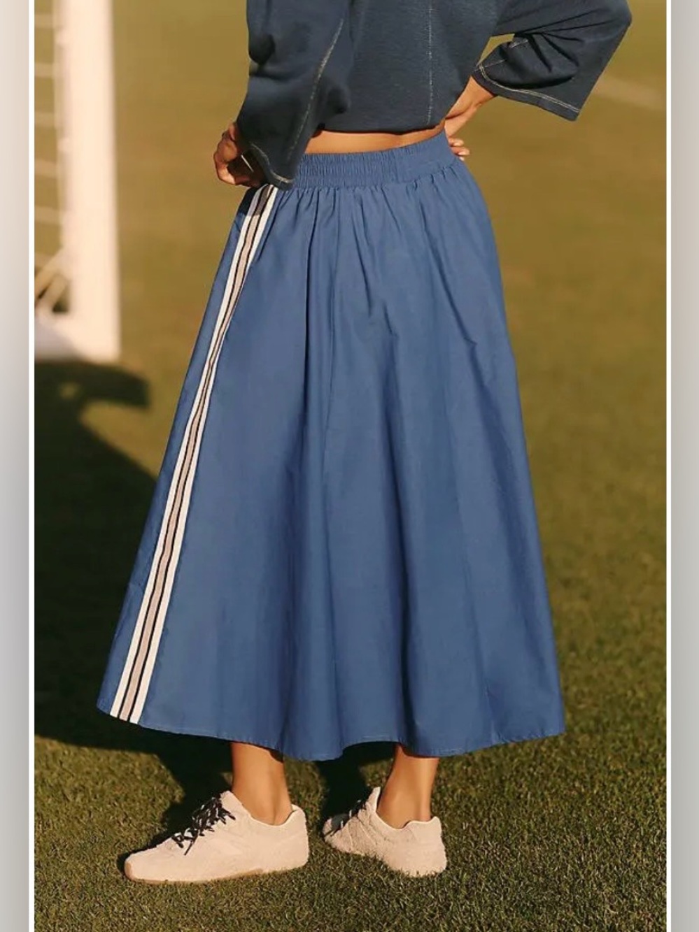 Daily Practice by Anthropologie Game Day Track Midi Skirt Blue Size XXS - Picture 3 of 9